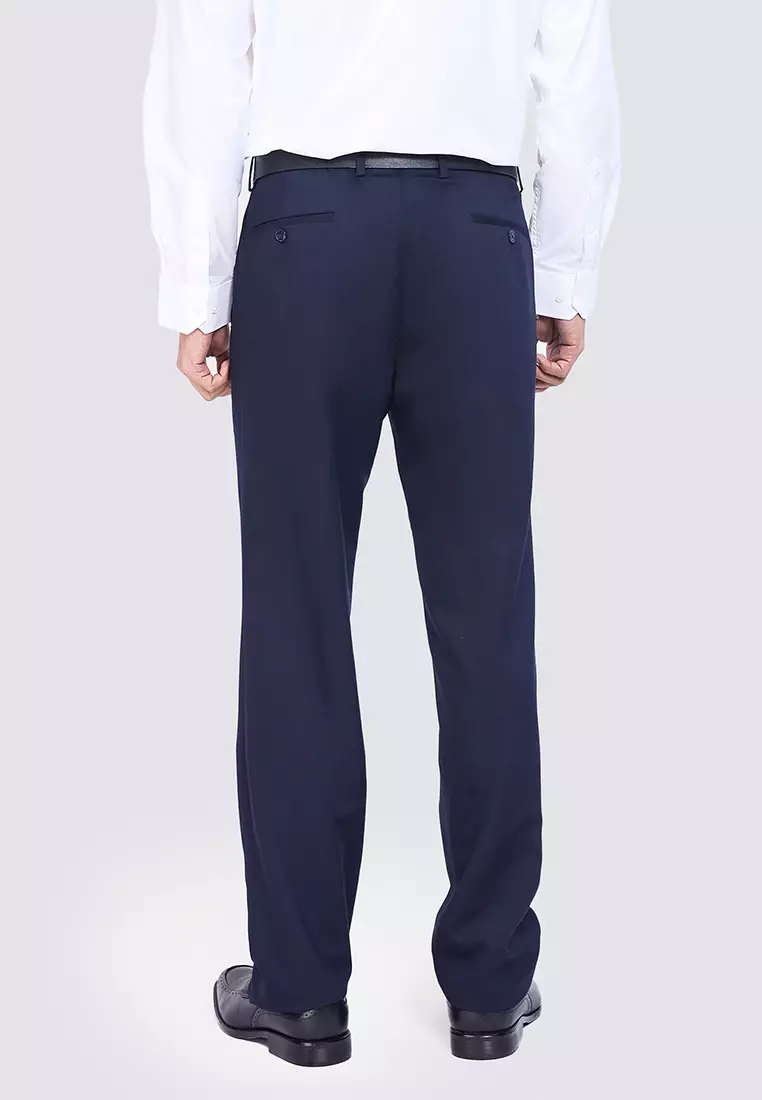 Solid Slim Fit Stretch Trousers