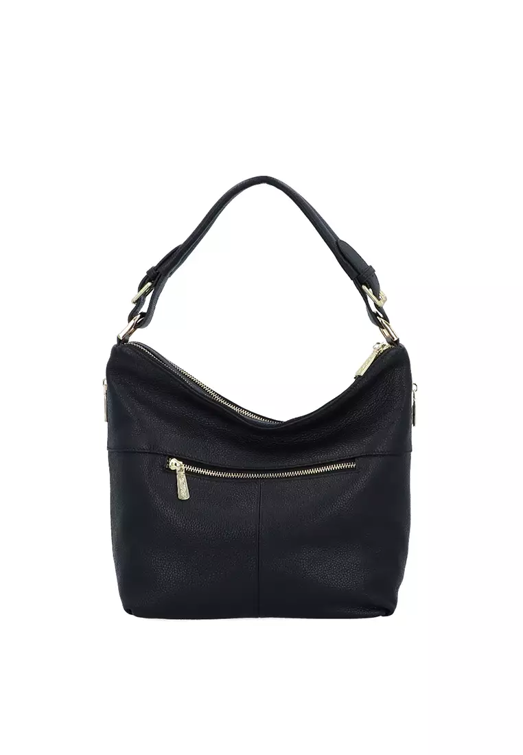 CR Robin Hobo Leather Bag - Black