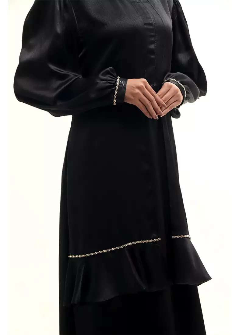 Rabbani - Gamis Dress Muslim Qanzaya Exclusive Hitam