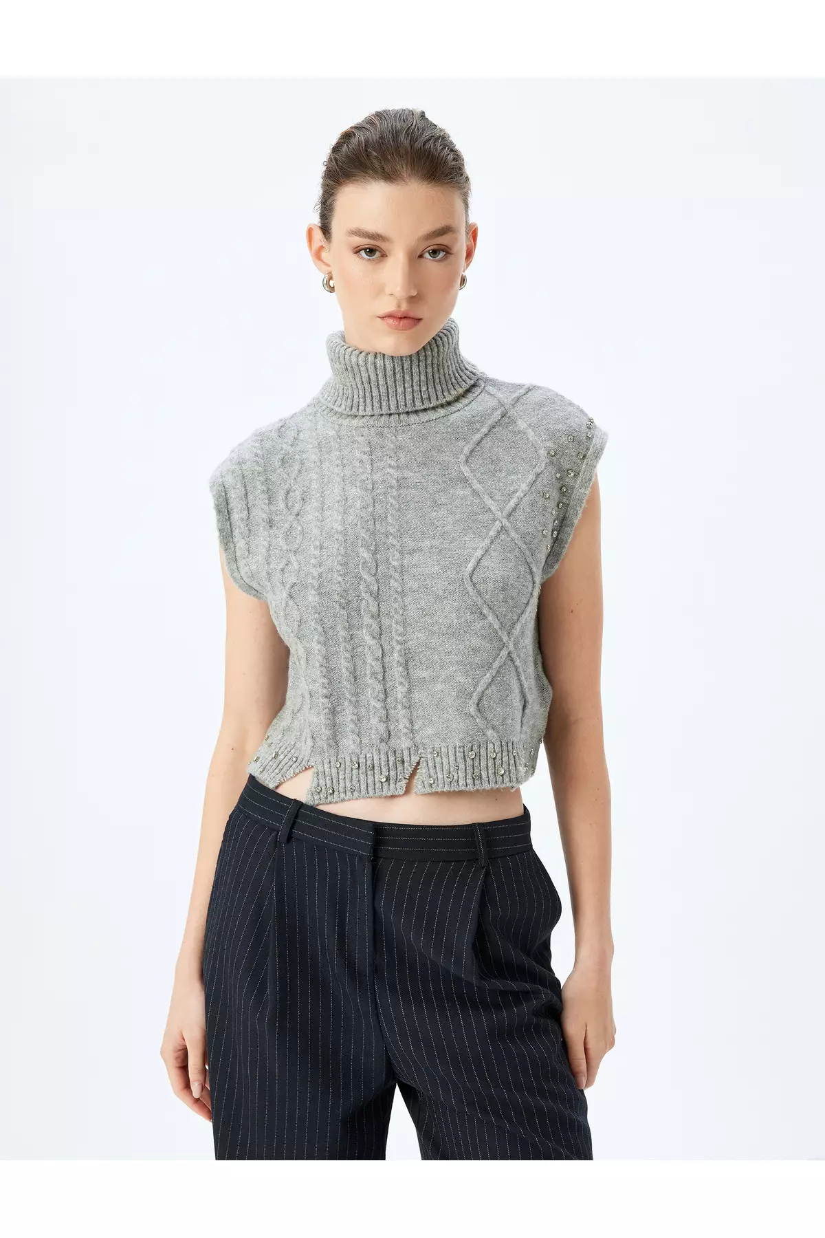 Koton Turtle Neck Sweater Ribbed Ruffle Detail Soft Touch, Maglione