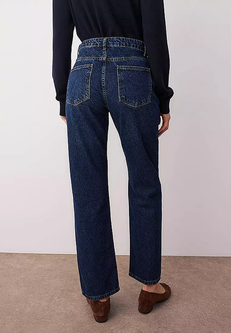 High Waist Straight Straight Cut Jeans