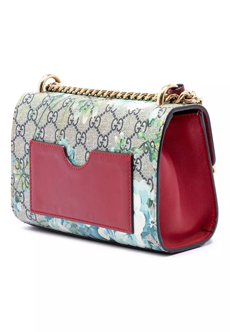 Pre-Loved Gucci Small Gg Supreme Blooms Padlock Crossbody