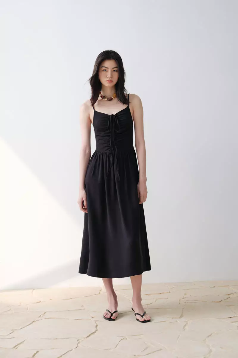 Drawstring-detail dress