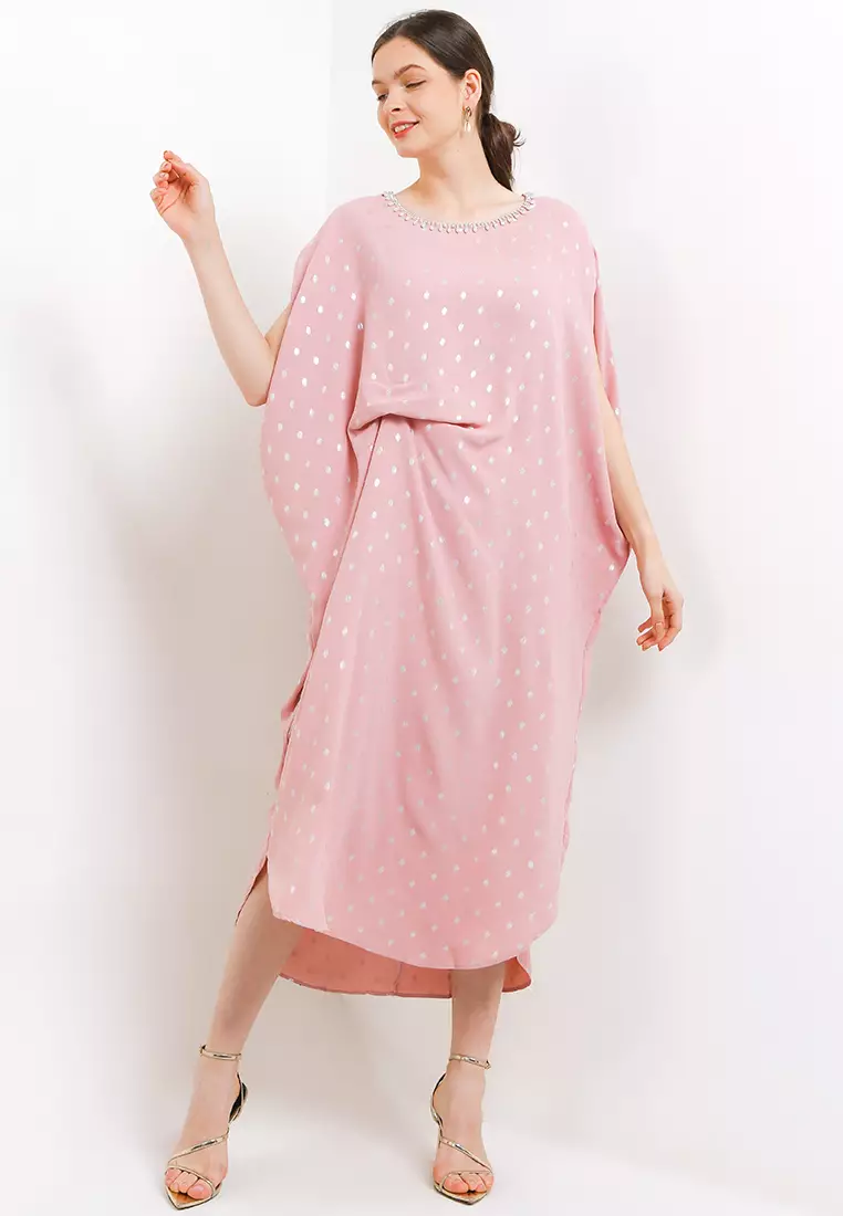 Jual Chic Simple Silver Dot Pleats Kaftan Original 2025 ZALORA