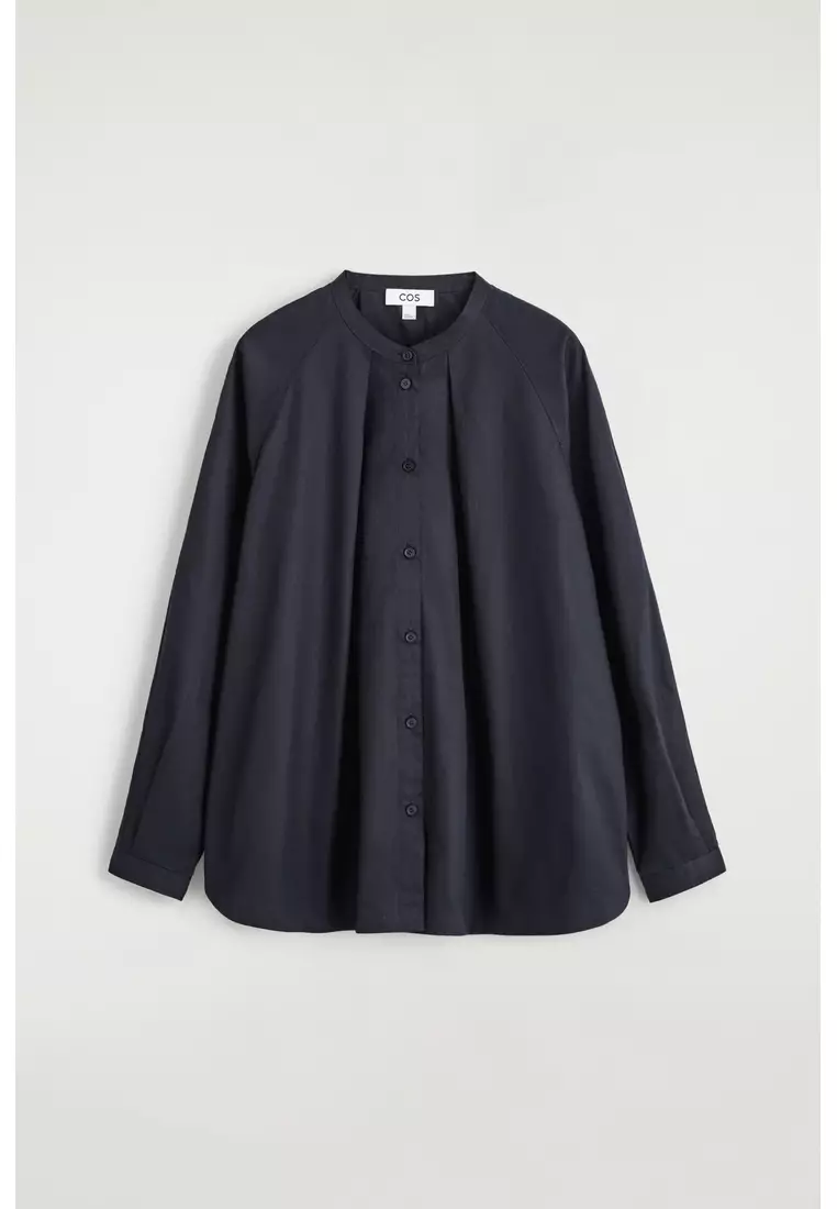 GRANDAD-COLLAR COTTON SHIRT