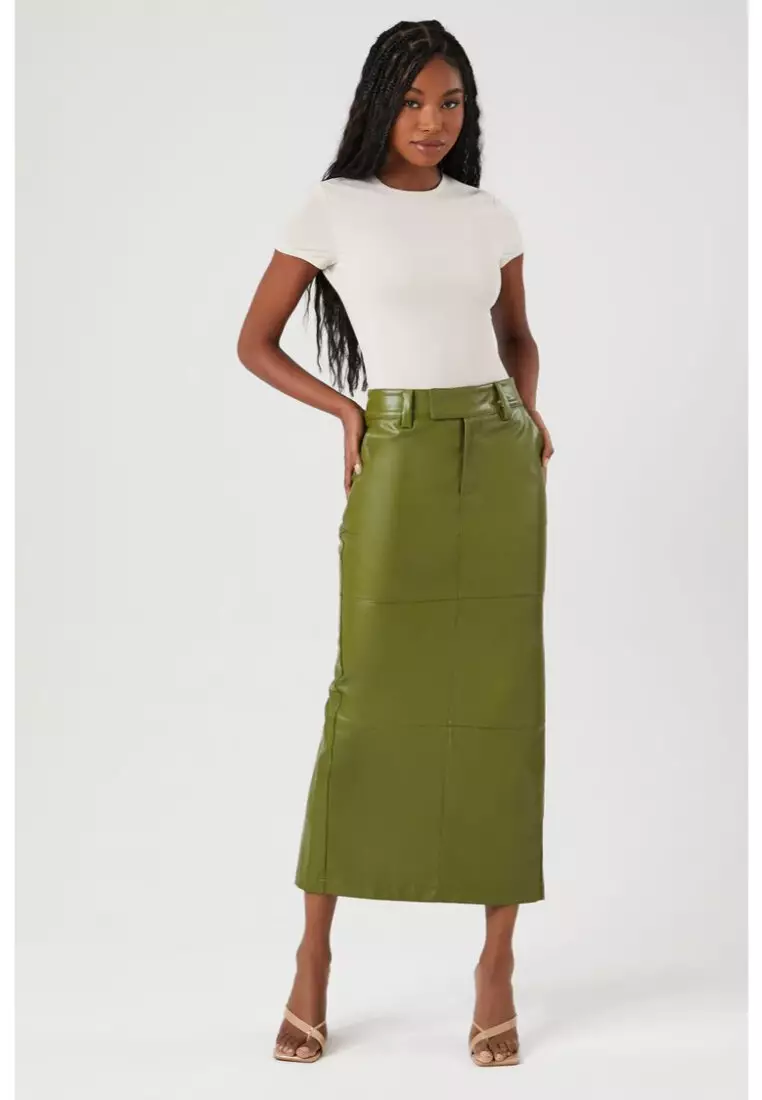 Khaki pencil deals skirt forever 21
