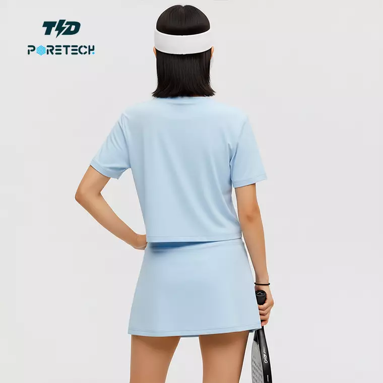 TDACTIVE Baju Kaos Padel Crop Top Baby Blue Pastel PORETECH "baby blue crop tee" LSE99