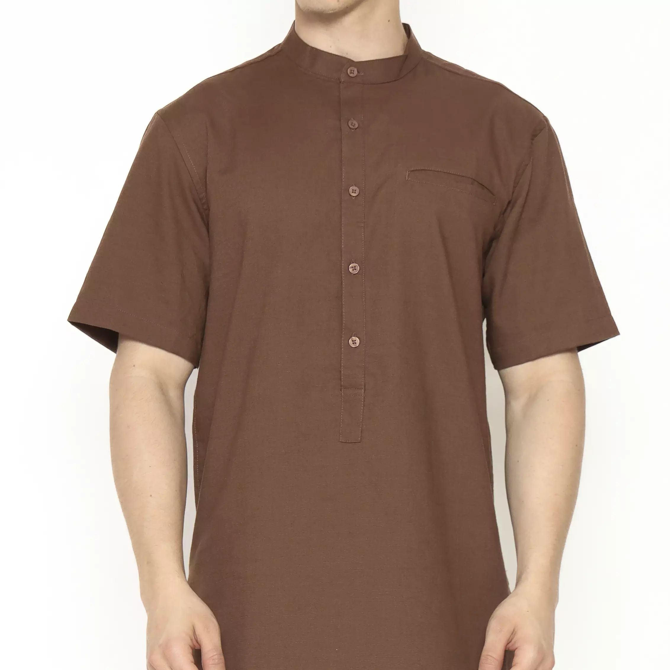 AMK Kemeja Koko Kurta Pria Lengan Pendek KK Nahawand S/s Brown