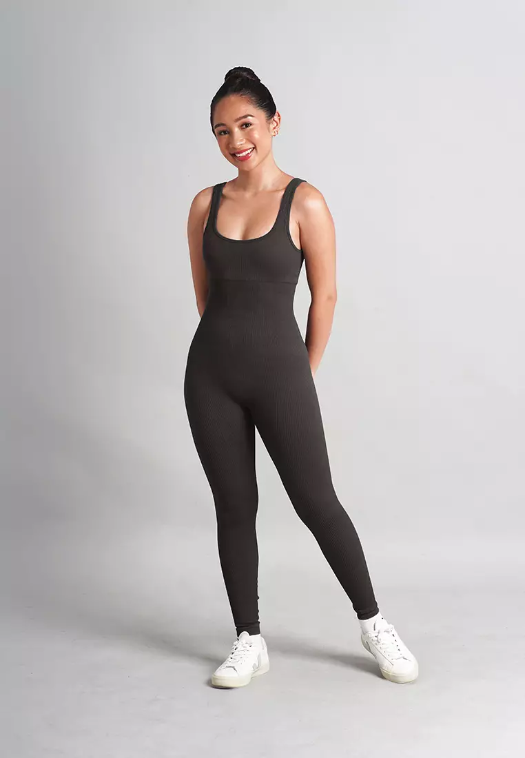 Frankie Collection: Ribbed Bodycon Padded Onesie