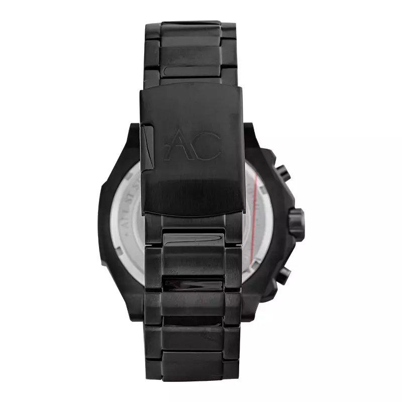 Jam Tangan Pria Alexandre Christie Chronograph AC 9601 MC BEPBA Men Black Dial Black Stainless Steel Strap