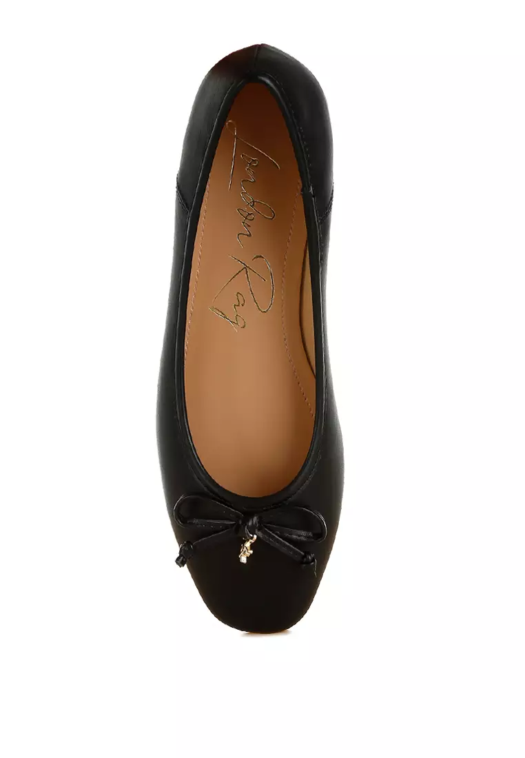 Faux Leather Casual Ballerinas in Black