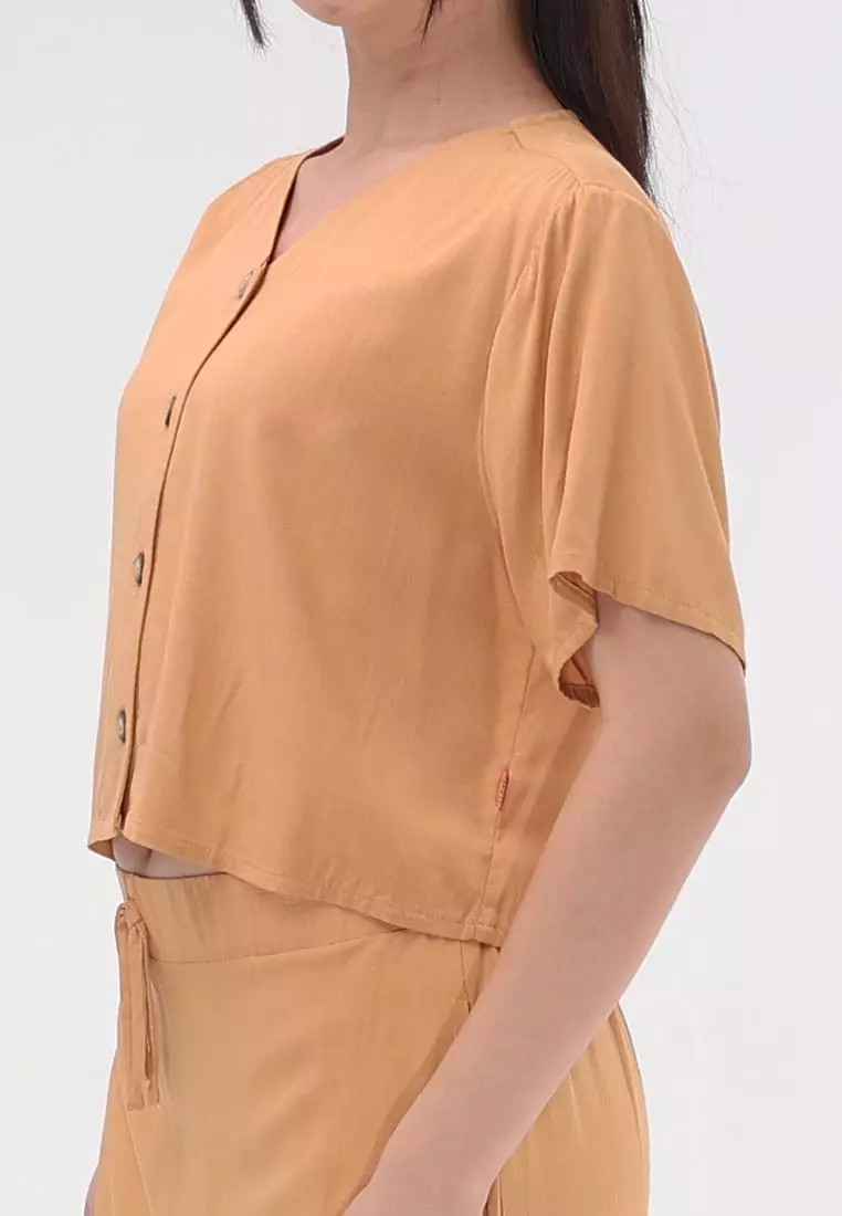 Short Sleeves Blouse/Skirt Terno