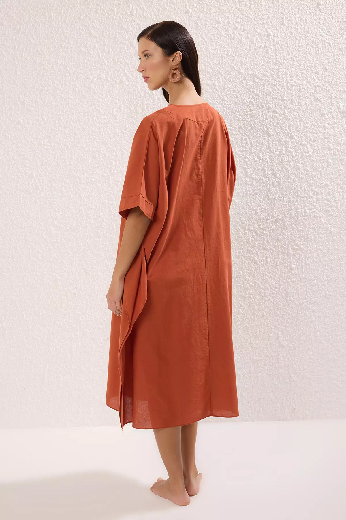 Tile Maxi Bat Sleeve Beach Dress