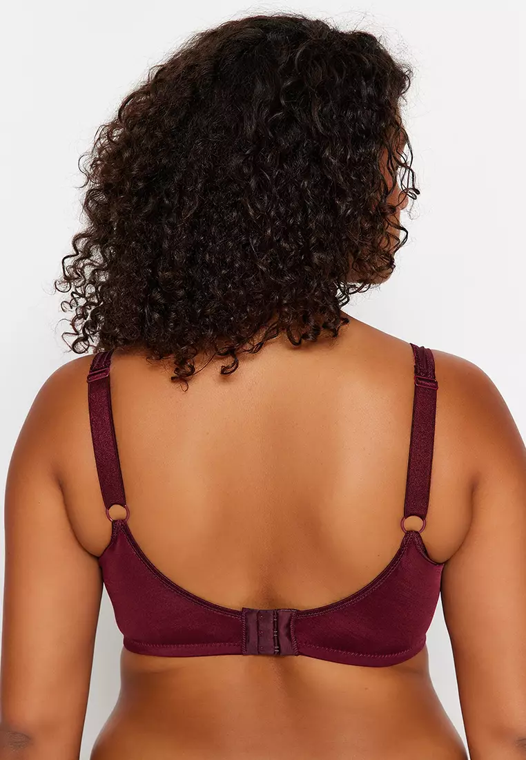 Plus Size Mesh Detailed Covered Contouring Bra
