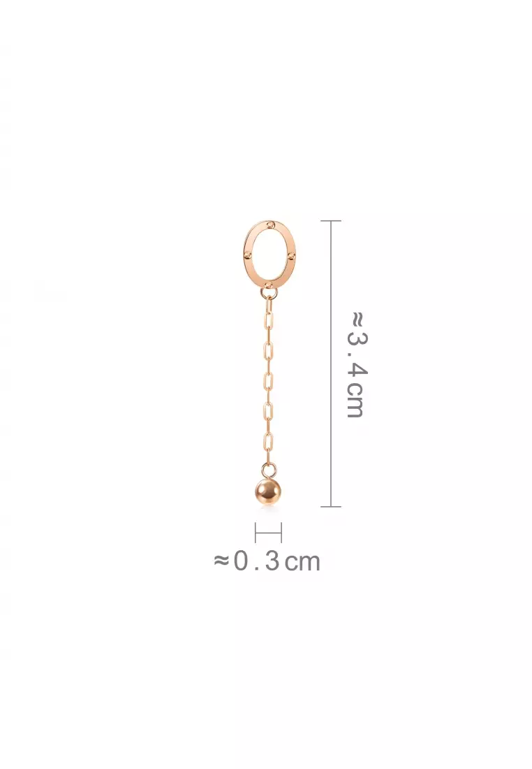 Delicate Gold 18K Rose Gold Round Earring Accessory for Women 92536H [Not include the hoop] (Sold Single Not Pair)