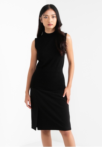 ck Calvin Klein black Merino Wool-Silk Top F64B4AA1B3C23EGS_1