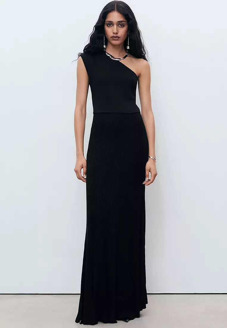 Asymmetrical Combined-Knit Dress