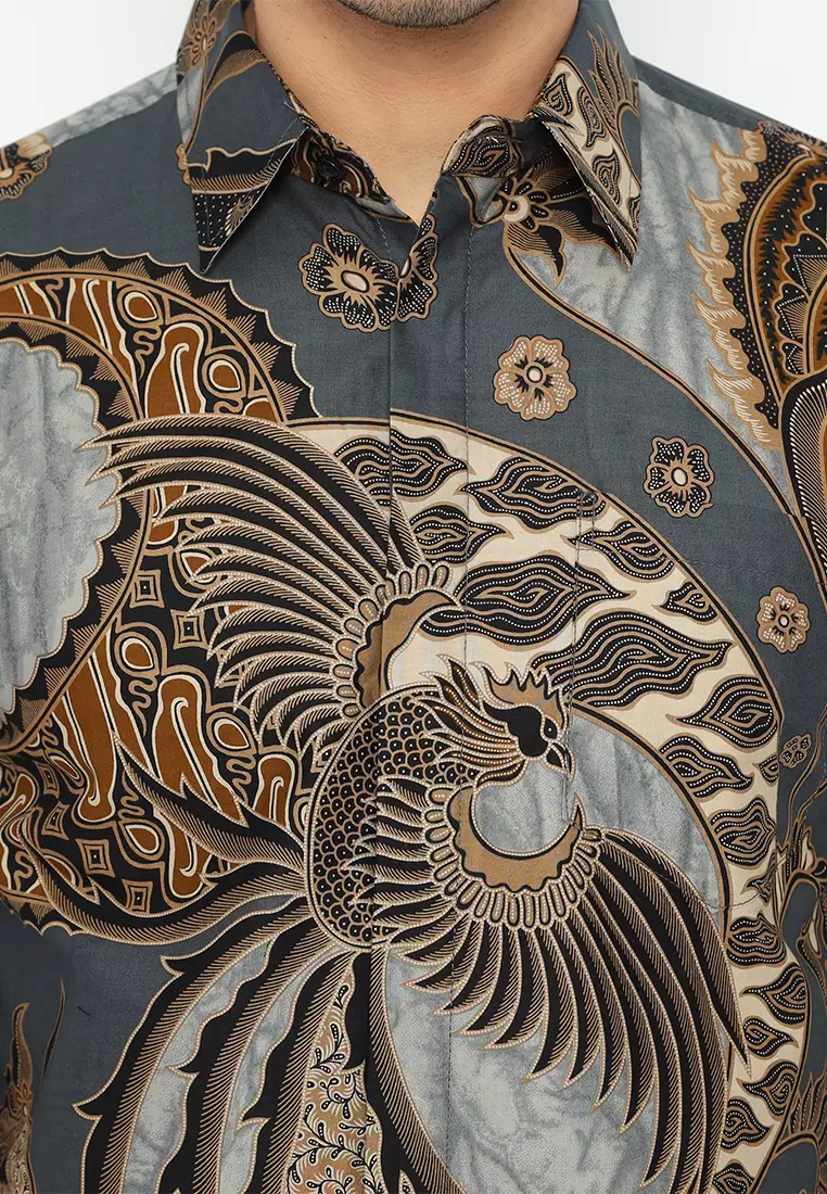Kemeja Batik Pria Ranawijaya - Grey