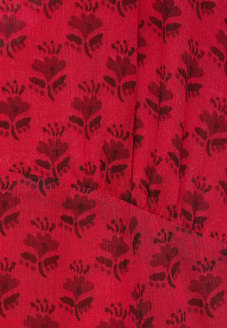 Floral-Print Chiffon Dress