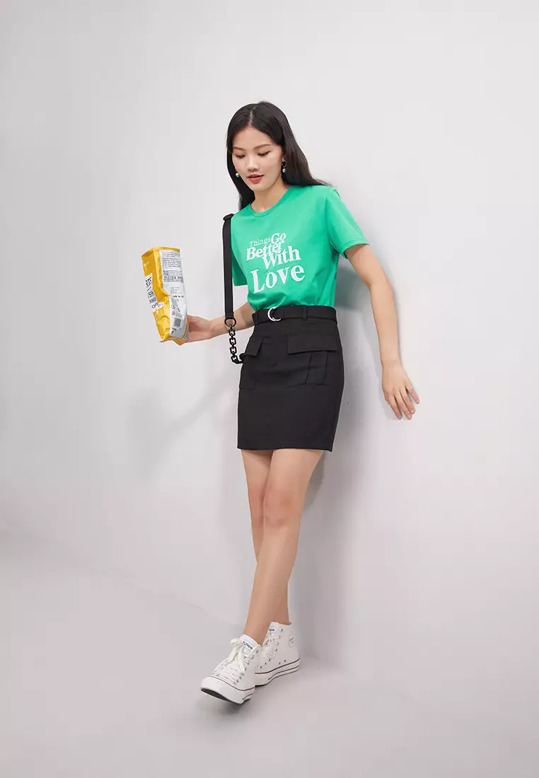 A-Line Short Skirt with Front Pockets