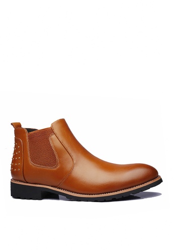 Twenty Eight Shoes brown VANSA   Stylish Rivet Leather Elastic Boots  VSM-B2568 39B55SHBC64C56GS_1
