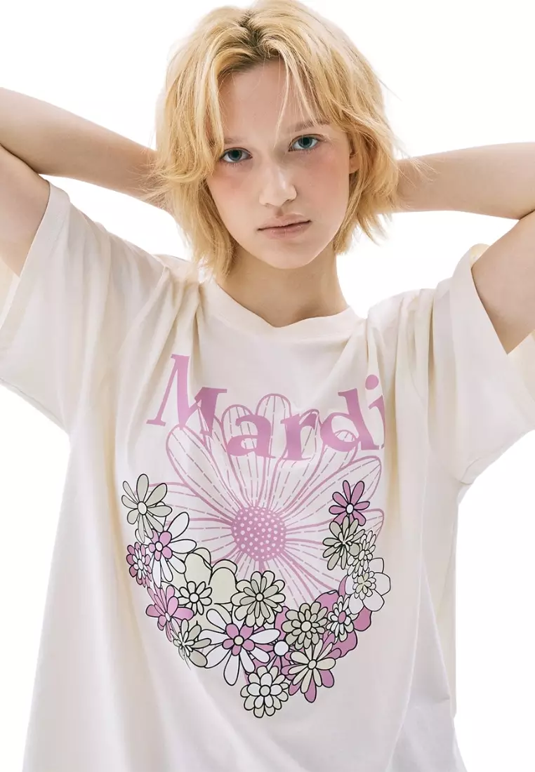 Tshirt Flowermardi Jardin - Cream Pinklavender