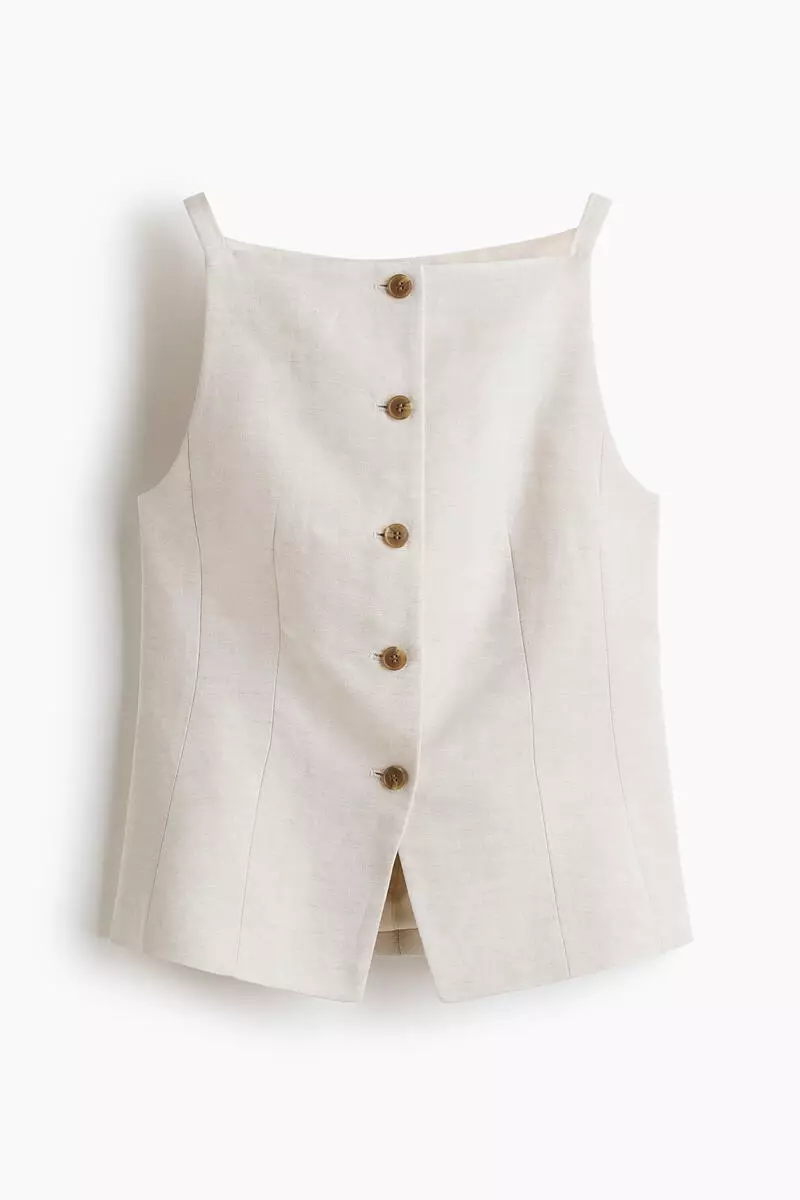 Linen-blend waistcoat