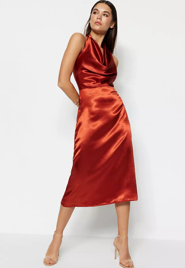Buy Trendyol Cowl Satin Dress 2023 Online | ZALORA Singapore