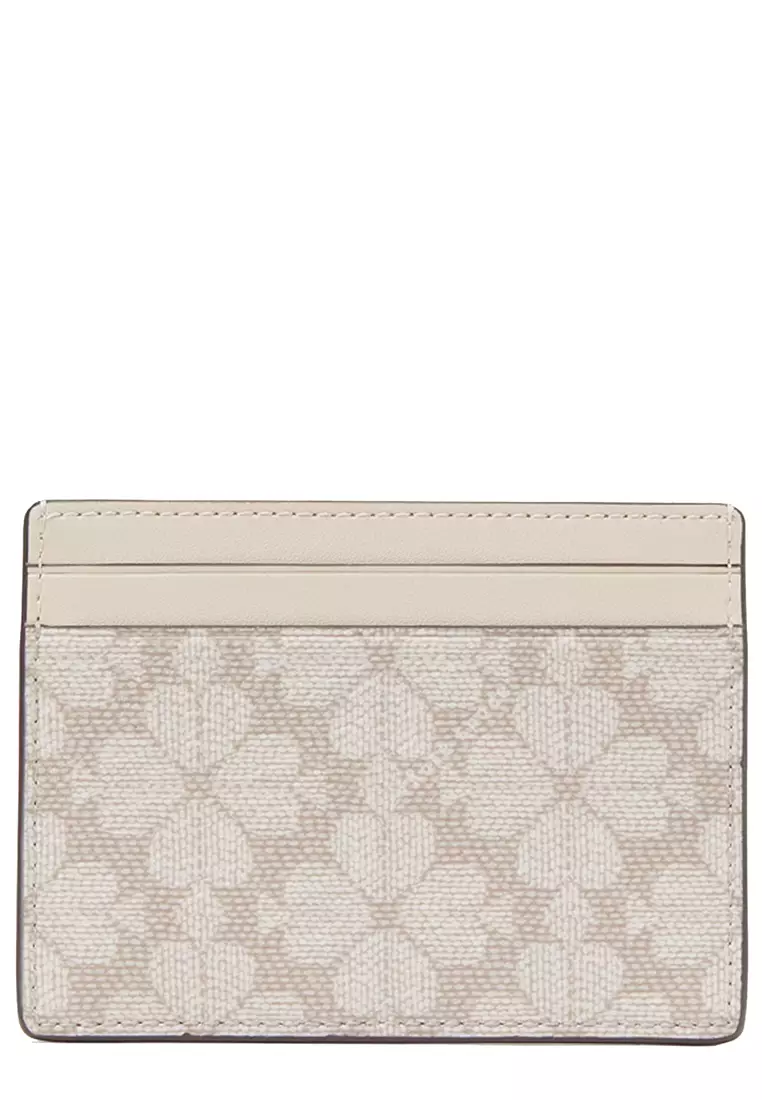 Signature Spade Flower Small Slim Card Holder in Dark Beige Multi KI371