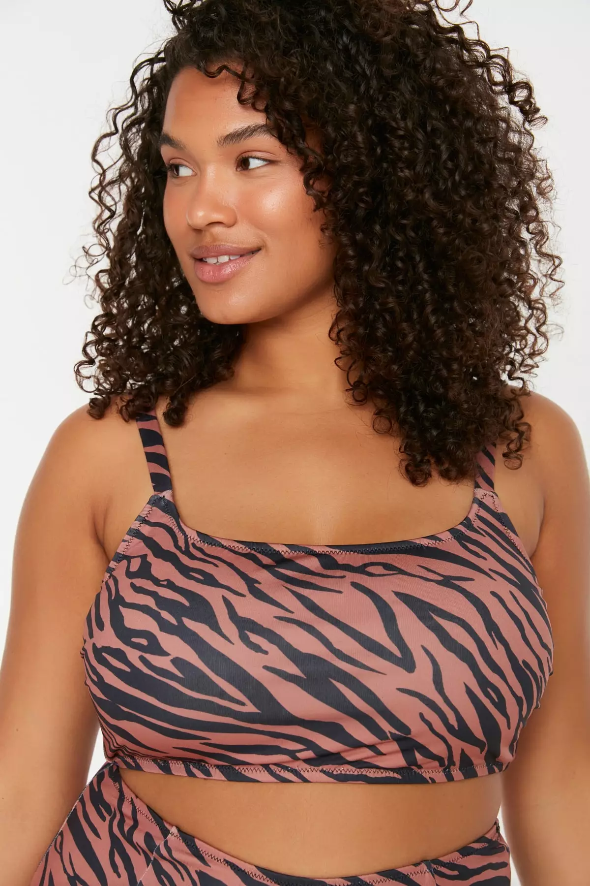 Trendyol Plus Size Multicolored Animal Print Bralette Bikini Top