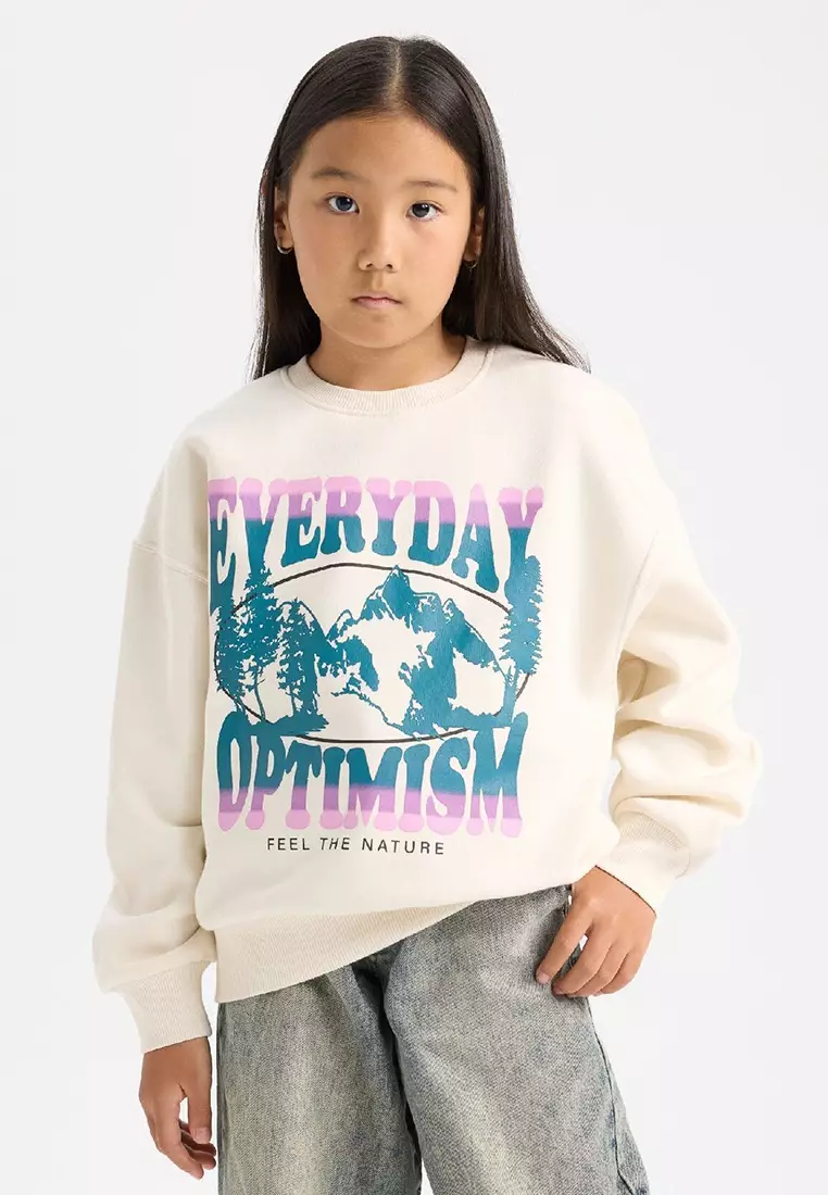 Relax Fit Crew Neck Printed Sweatshirt