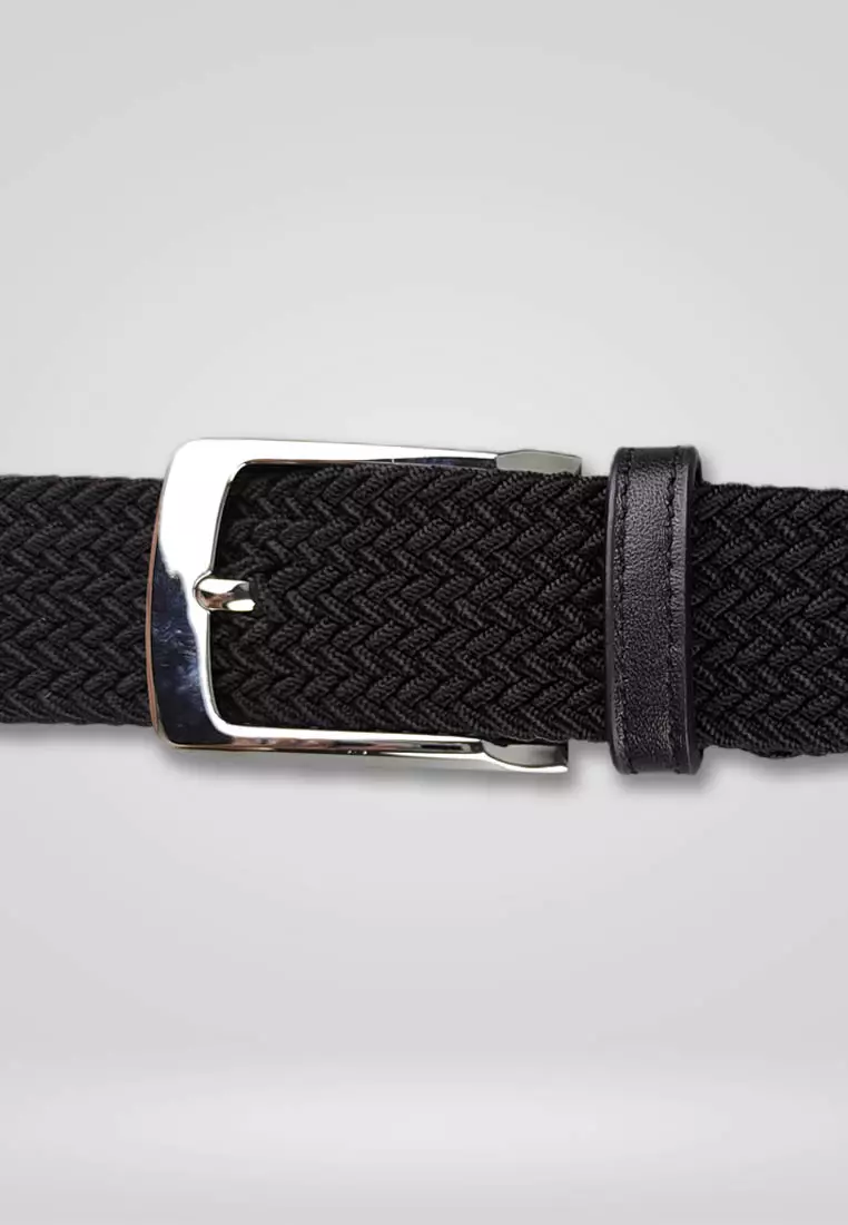 Pierre Cardin Ikat Pinggang Pria Rajut Karet Elastis Anyam Webbing Kulit Impor Sabuk Men Belt