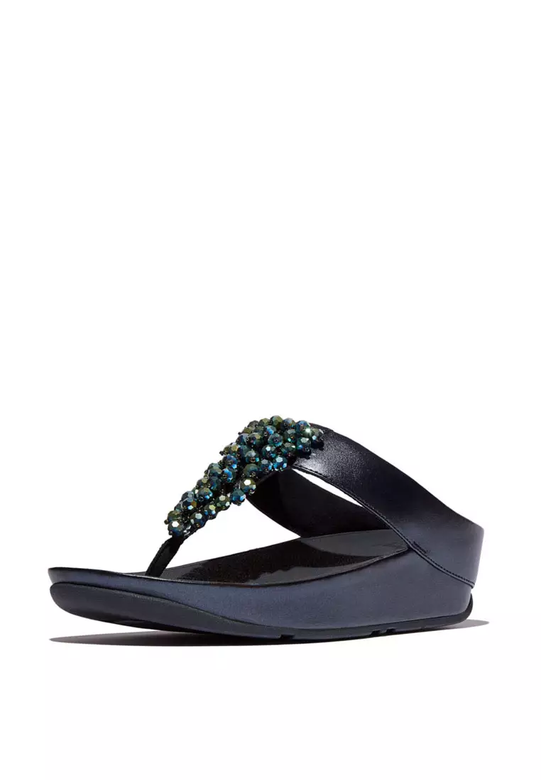 Buy FitFlop FitFlop RUMBA Iridescent Beaded Toe-Post Sandals - Metallic ...