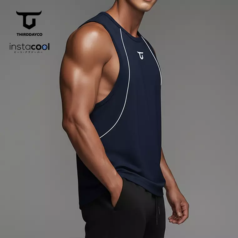 THIRDDAY Kaos Singlet Gym Pria Lekbong curvelines AirStretch - navy MTY35