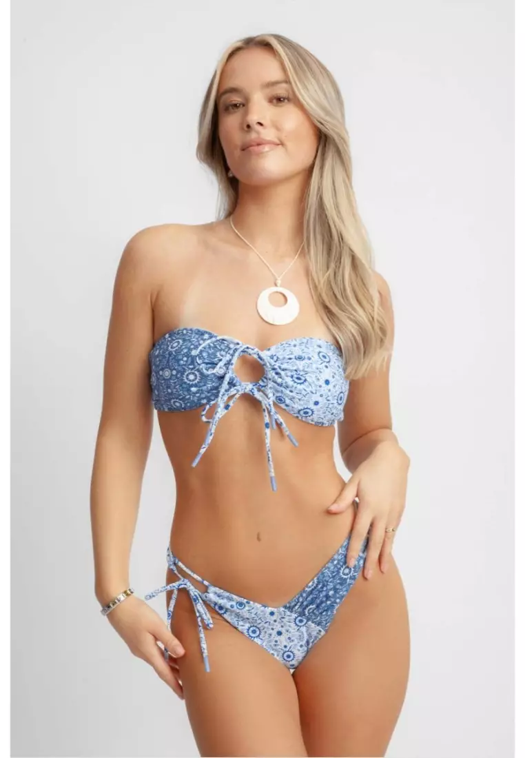 Alana Tie Front Cheeky Bikini Bottoms / Lapis Lazuli