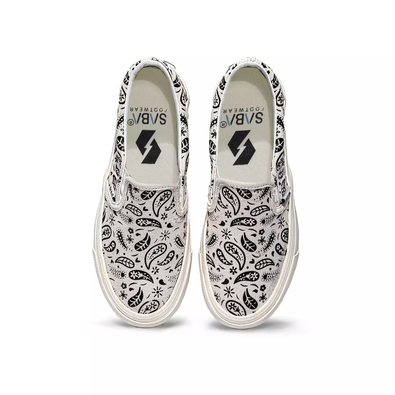 SABA Slip on Paisley Basic Off White - Sepatu Sneakers Casual Pria Wanita Original 100% PSL 06