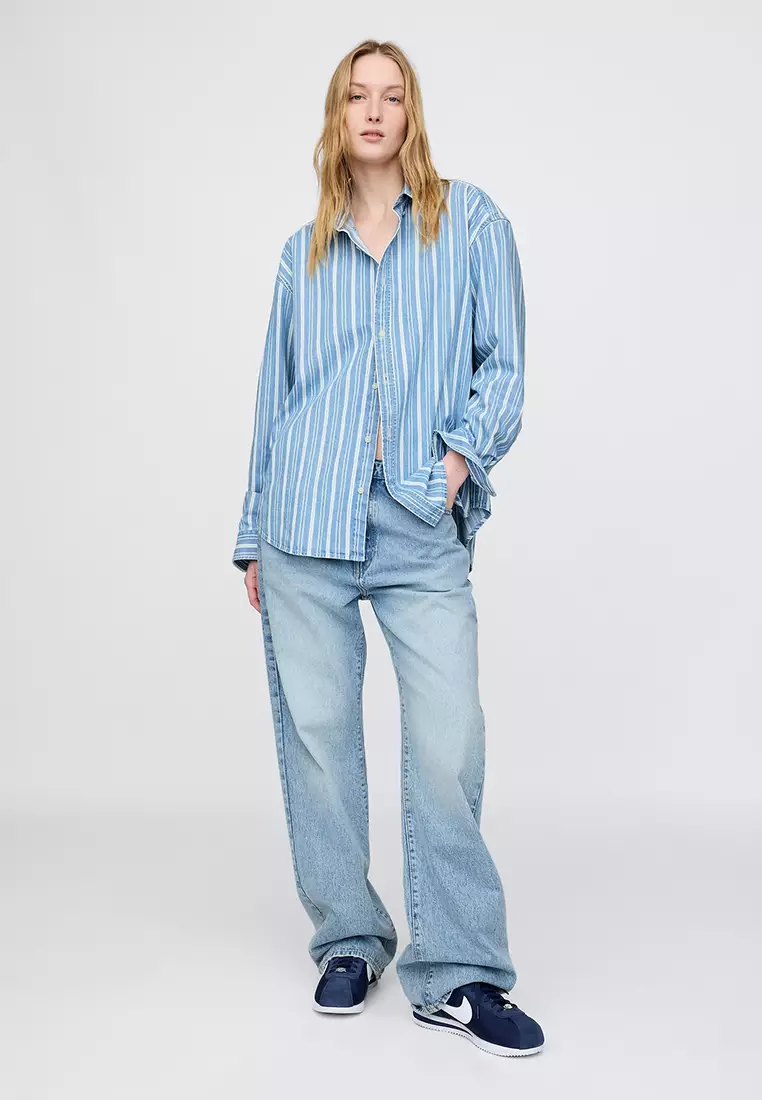 ga.co　Oversized volume stripe SH ga.co Oversized volume stripe SH Fine Stripe Volume Sleeve