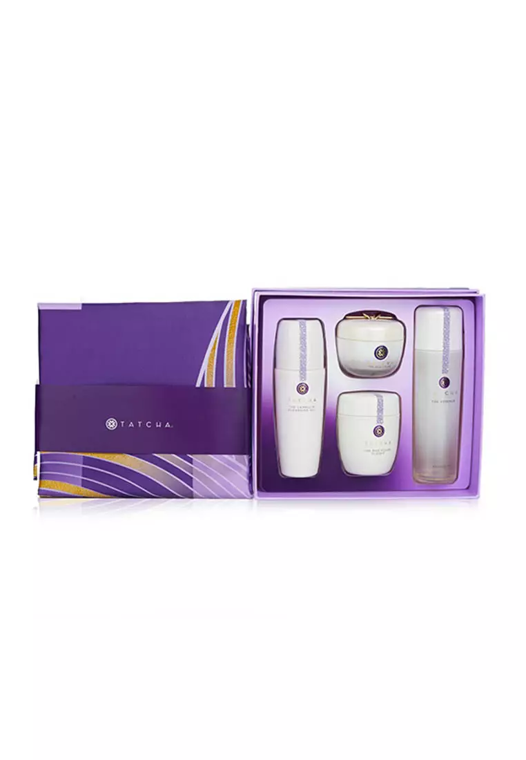TATCHA - Ritual For Firm Skin Set: Camellia Cleansing Oil 150ml + Essence 150ml + Silk Cream 50ml + Rice Polish 60g 4pcs.