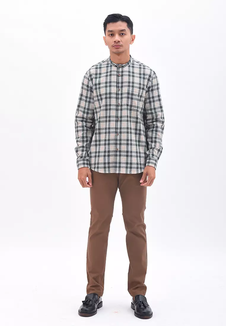 MANZONE Kemeja Shanghai Lengan Panjang Pria QURI - KHAKI