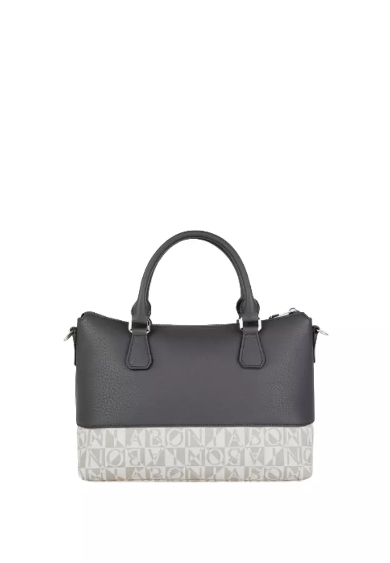 Bonia White/Dark Grey Carina Satchel Bag