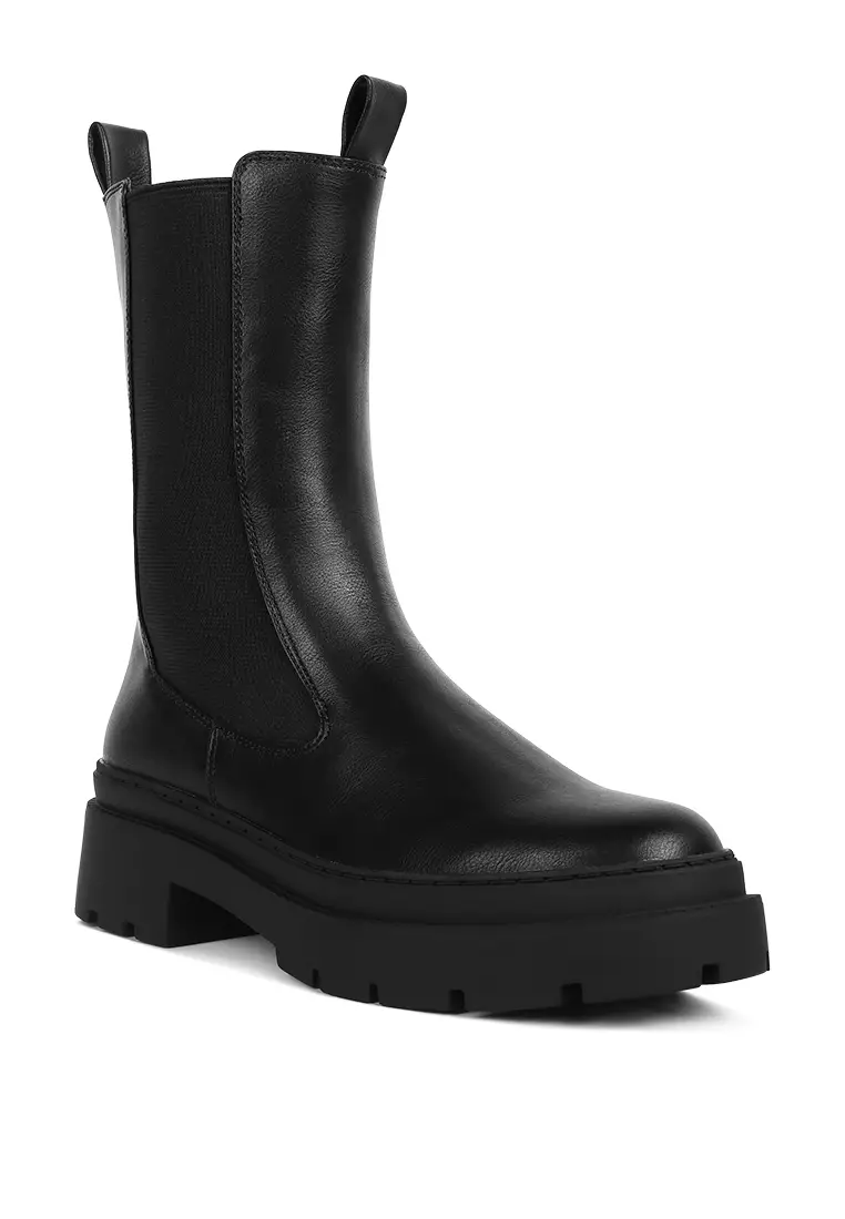 Sepatu Lug Lug Gussets Elastis Hitam