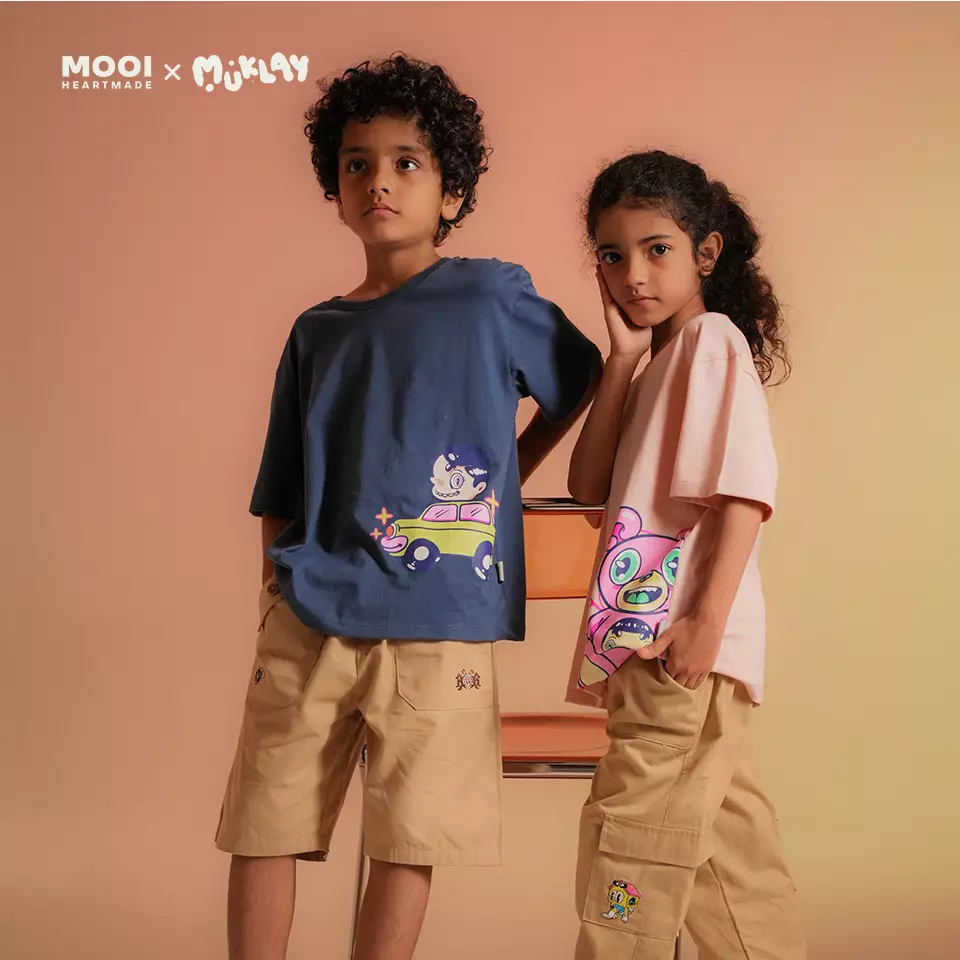 Mooi X Muklay Kaos Anak Unisex Graphic Tee Kids - Navy