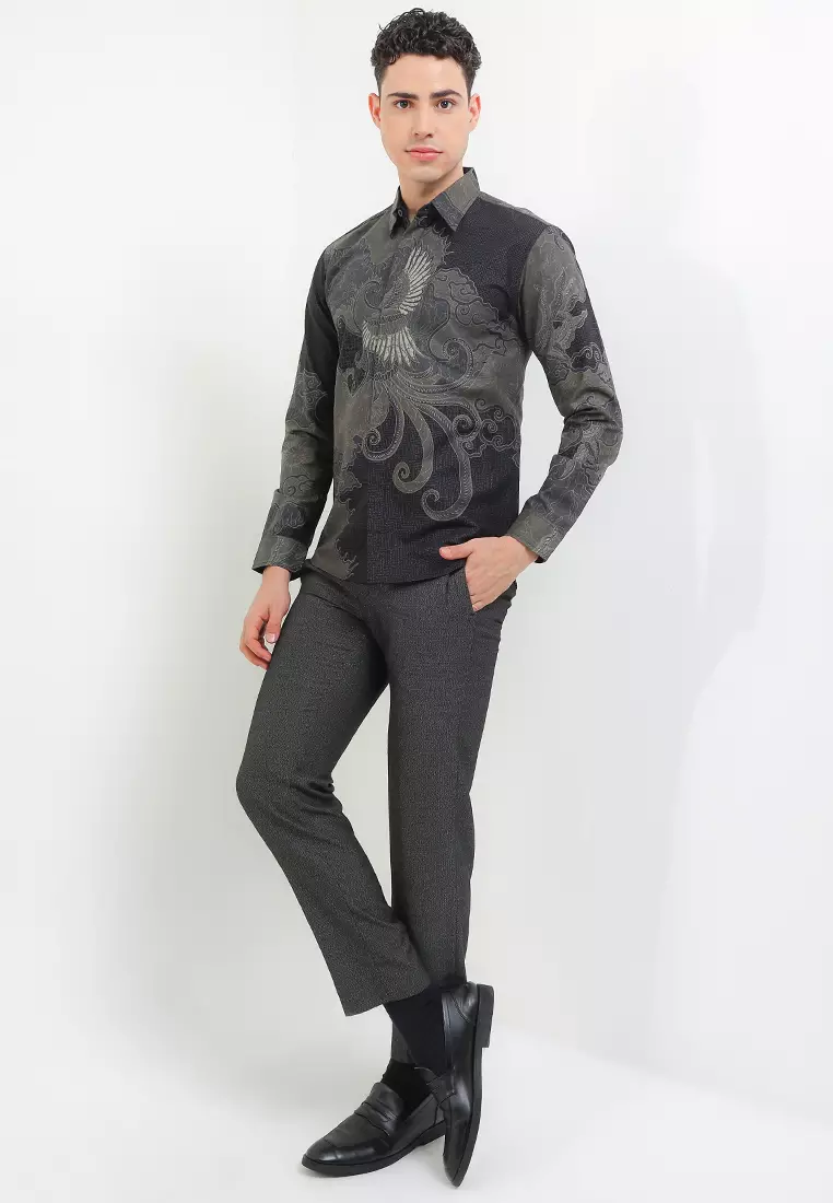 BATIK TALENTA EXCLUSIVE Lengan PANJANG slimfit SAYAB ABU