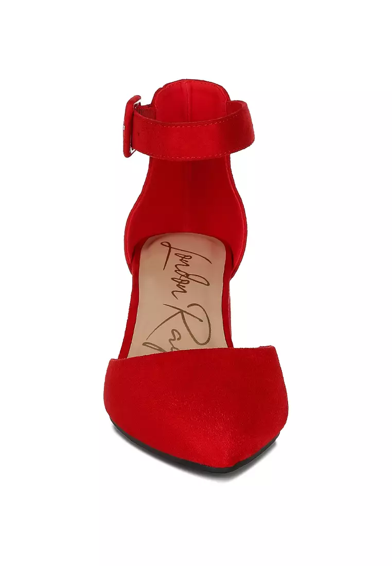 Sandal Santai Bertumit Sedang Warna Merah