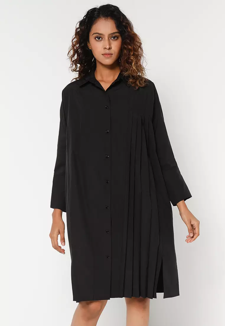 Calvin klein black pleated dress