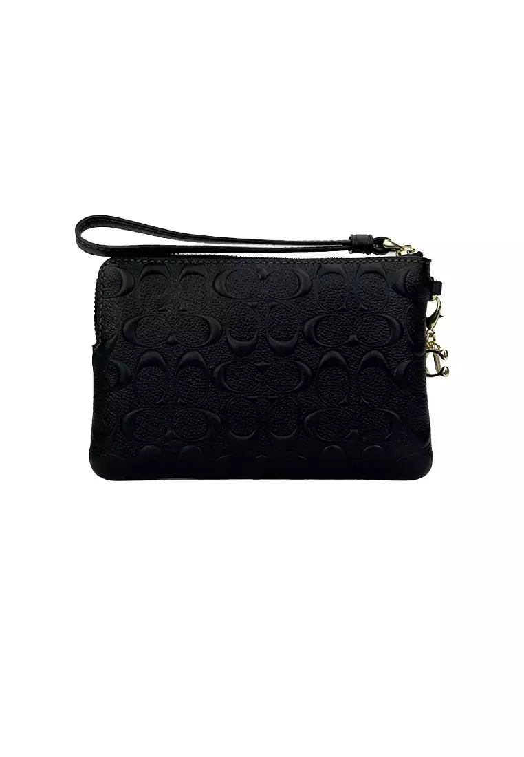 CF358 Complete Boxed Corner Zip Wristlet Dbs Black + 2 Accessories