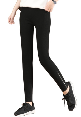 A-IN GIRLS black Elastic Waist Tight-Fitting Warm Trousers (Plus Cashmere) BD746AAE18322FGS_1