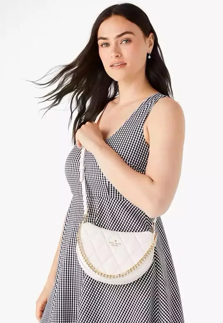 Kate Spade Carey Smooth Quilted Leather Zip Top Crossbody Parchment