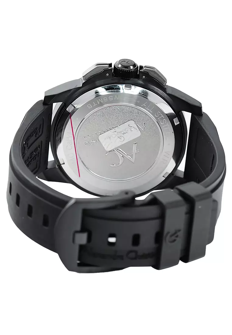 Alexandre Christie - Jam Tangan Chronograph Pria - Black - Rubber Strap - 9602 MCREPBALB