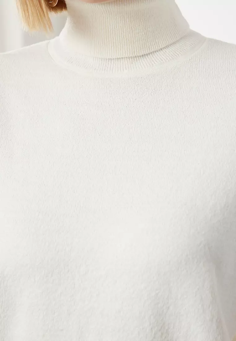 Turtleneck Ecru Knitwear Sweater - Wool, Twoaw25Kz26